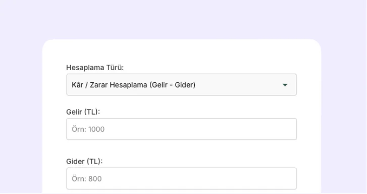 Kâr-Zarar Hesaplama Aracı