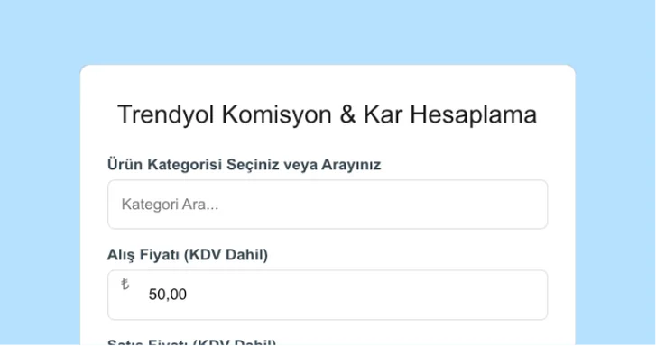 Trendyol Komisyon Hesaplama